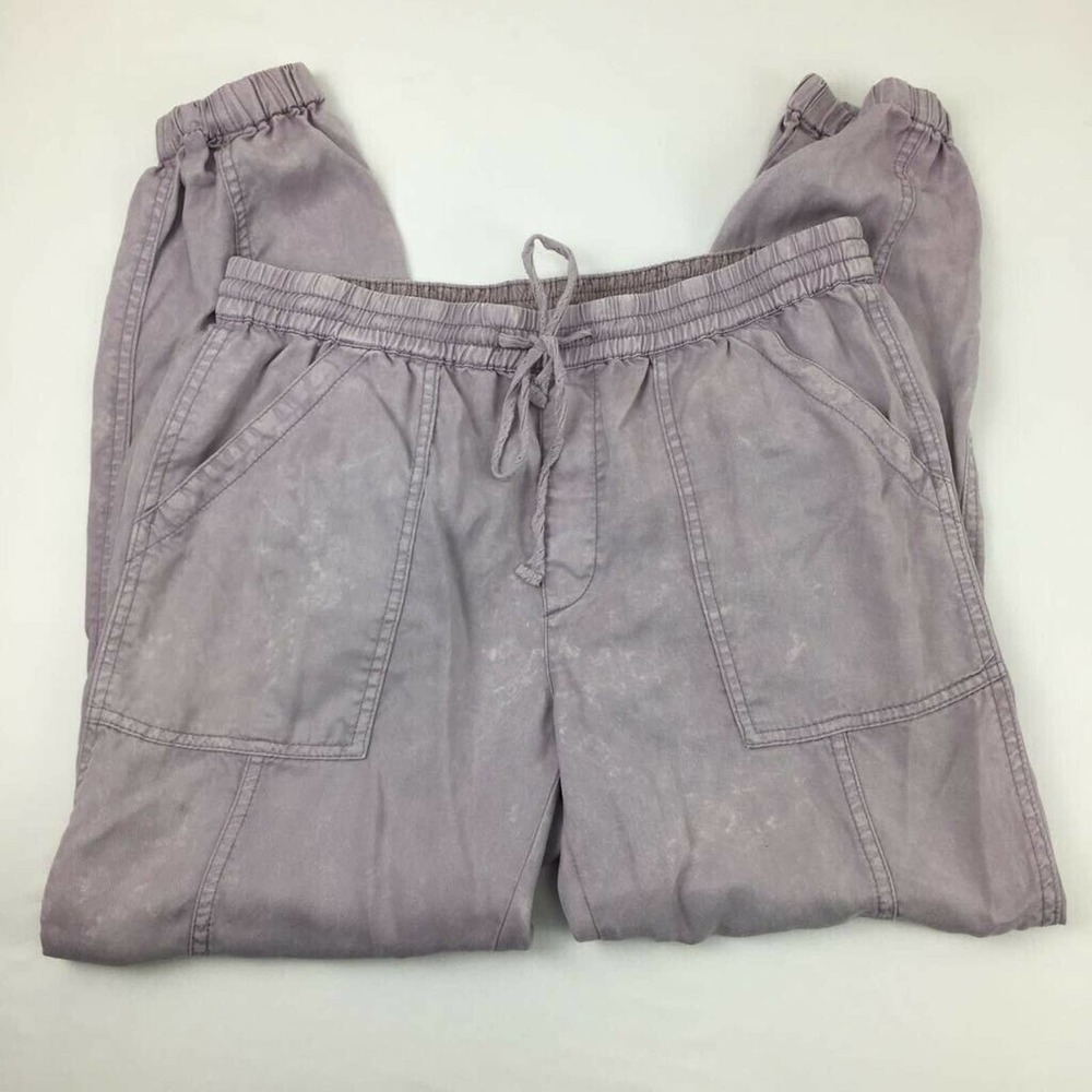 Hei Hei Womens Joggers Purple High Rise Adjustable Drawstring Waist Pockets M